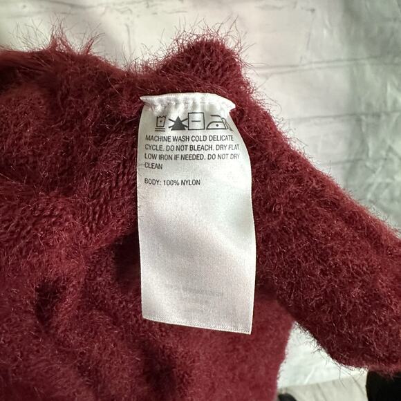Colleen Lopez Maroon Nylon Fuzzy Cardigan, XL, Pre-owned - Picture 4 of 4